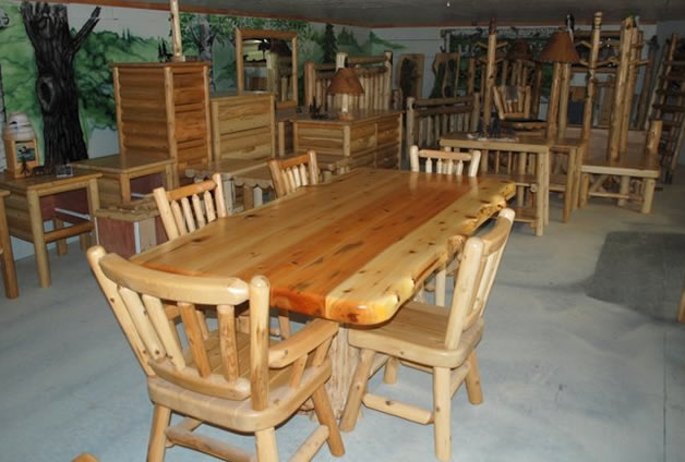 rustic  stump base wood dining room table  - image